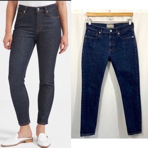 Everlane Mid Rise Skinny Leg Denim Jeans in Dark Indigo